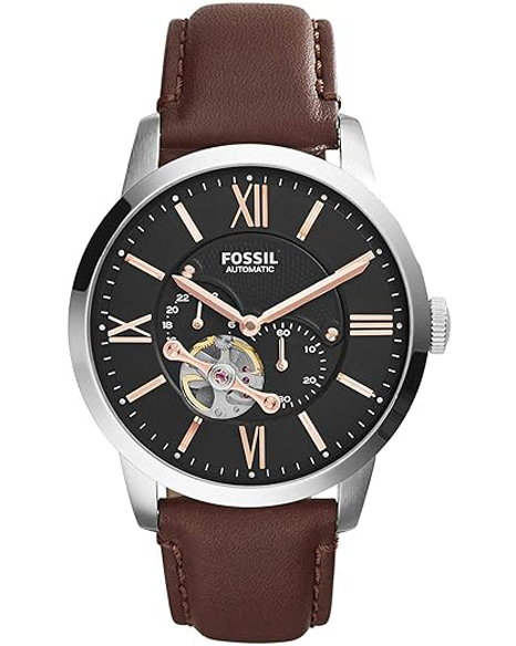 Fossil Men Leather Townsman Analog Black Dial Watch