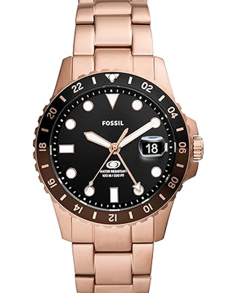 Fossil Men Stainless Steel Analog Black Dial Watch-Fs6027, Band Color-Rose Gold
