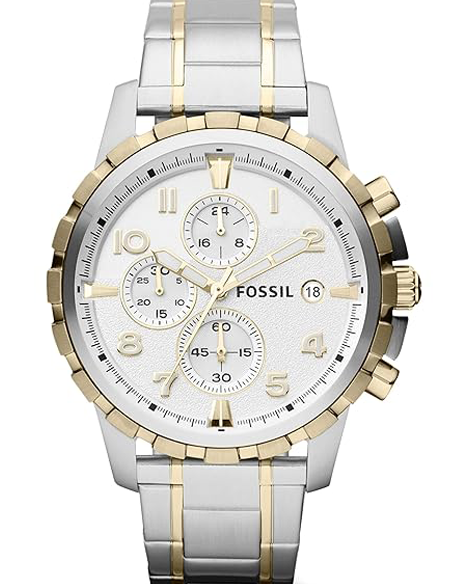 Fossil Analog White Dial Men's Watch-FS4795 Stainless Steel, Multicolor Strap