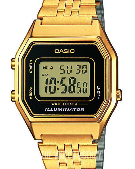 Casio Collection LCD-screen/Yellow gold toned steel 33.5x28.6 mm