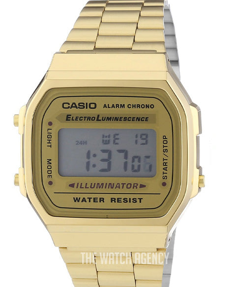 Casio Collection LCD-screen/Yellow gold toned steel